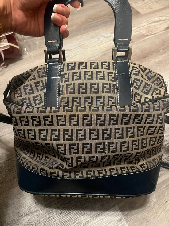 Fendi Brown & Navy FF Logo two way Bag - Picture 1 of 11
